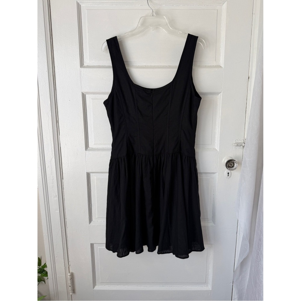 Wayf Black Linen Mini Dress Esmeralda A-Line Scoop Neck Sleeveless Party NWT Lg - Picture 4 of 16